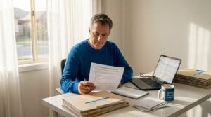 Executor reviewing estate checklist at home