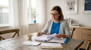 Woman searching through paperwork for missing will