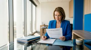Executor reviewing will documents in law office