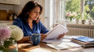 Person reviewing inheritance dispute documents