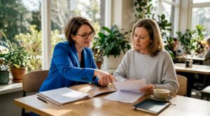 Client consulting lawyer on intestate succession
