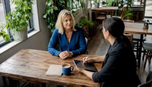 Client consulting wills and estates lawyer in Sydney office