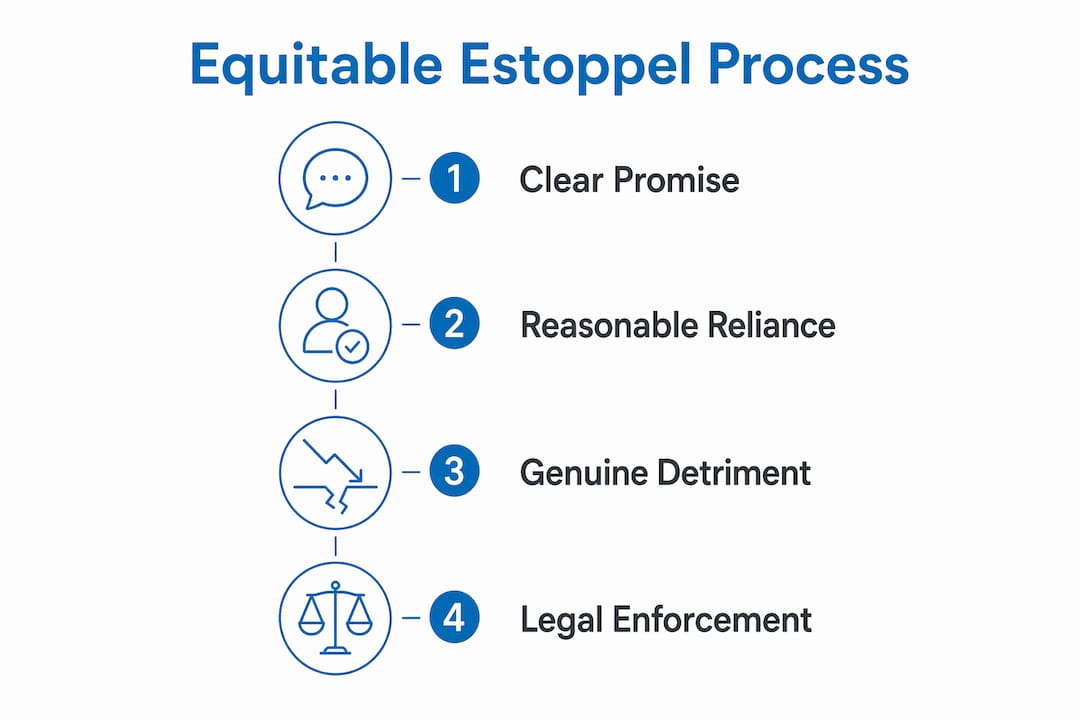 Infographic outlining equitable estoppel steps in farm inheritance