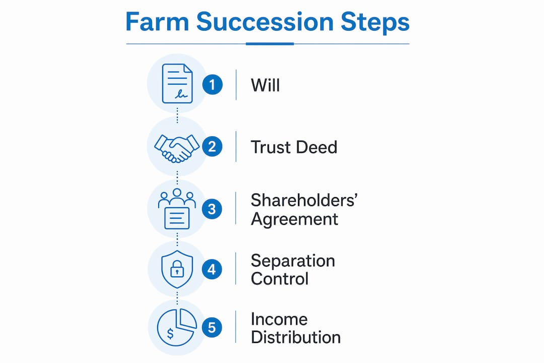 Infographic showing key farm succession governance steps