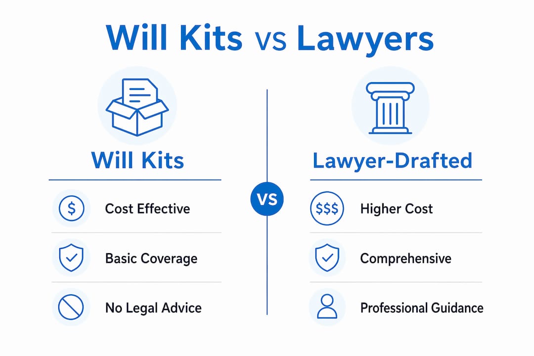 Infographic comparing Will kits and lawyer services