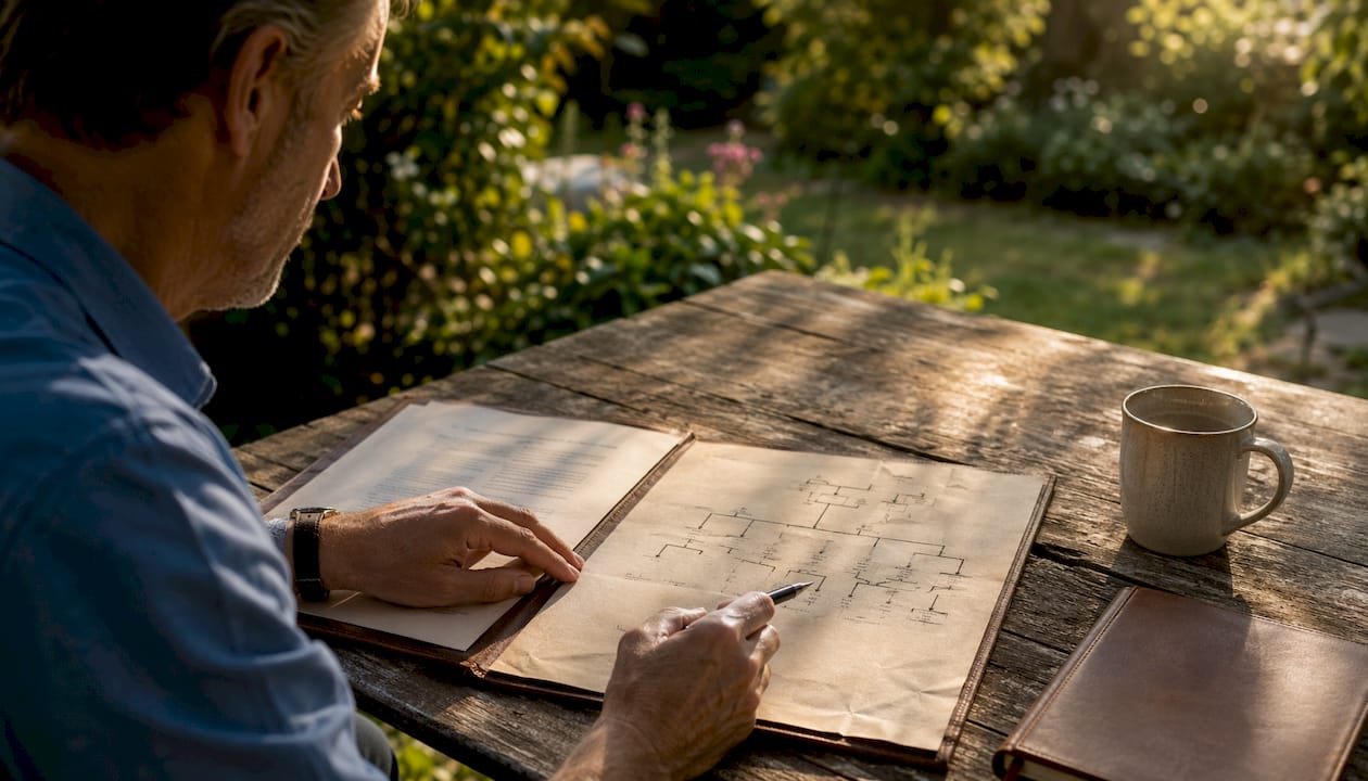 Hands pointing at family tree for inheritance