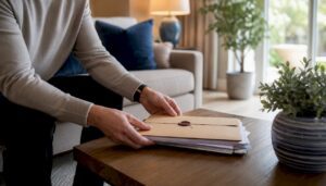 Hands placing guardianship legal document on desk