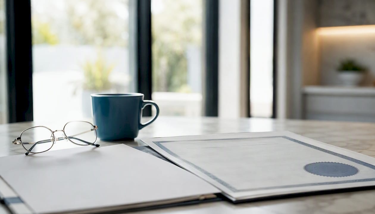 Estate planning documents on table