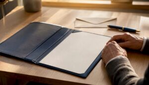 Will document in leather folder on desk