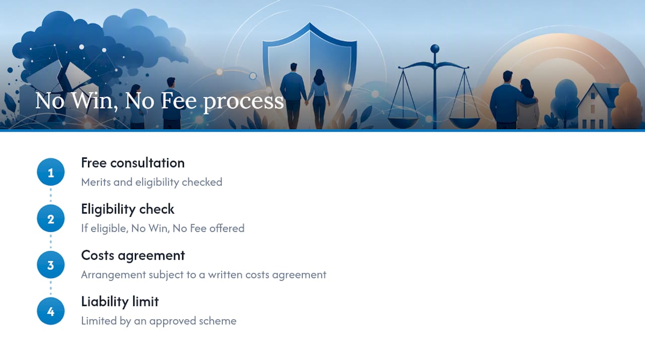 Funding Your Legal Matter — No Win, No Fee — overview diagram