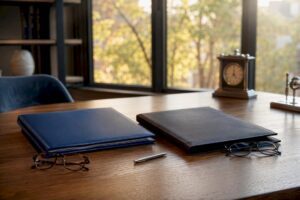 Executor and trustee folders on desk