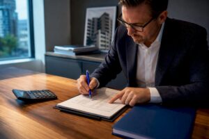 Estate tax assessment beside calculator